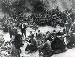 Montenegrin Prints: Montenegrin troops waiting for battle, eastern front, WW1