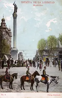 Horsemen Prints: Montevideo, Uruguay - Liberty Statue on Plaza Cagancha