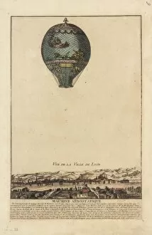 Images Dated 14th June 2012: Montgolfier balloon in flight over Lyons, France