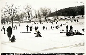 Slopes Prints: Montreal, Quebec, Canada - Sledging on Mt. Royal