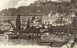Disembarkation Prints: Montreux - Disembarktion quay for the Ferry