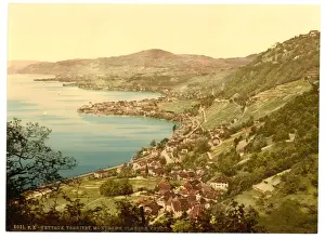 Geneva Prints: Montreux, Veytaux, Territet, Vevey, general view, Geneva Lak