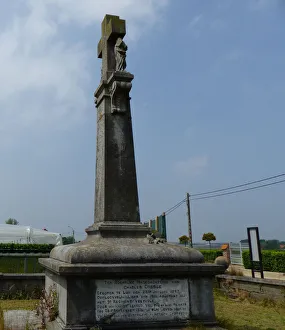 Regt Prints: Monument to Charles Dresse, 9th Belg Inf Regt, near Poelkape