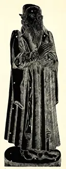 Rubbing Prints: Monumental brass rubbing, male figure