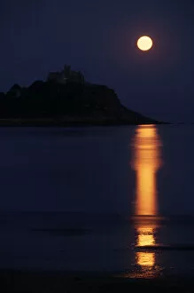 Moon rising over St. Michaels Mount, Cornwall