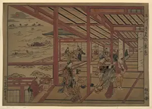 Shinagawa Prints: Moon viewing at Shinagawa