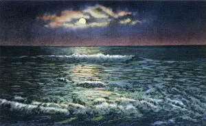 Moonlit Gallery: Moonlight on the Atlantic Ocean, Atlantic City, New Jersey