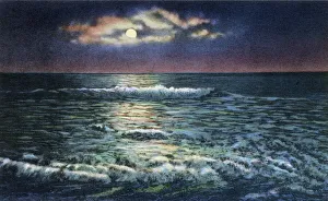 Images Dated 11th September 2018: Moonlight on the Atlantic Ocean, Atlantic City, New Jersey