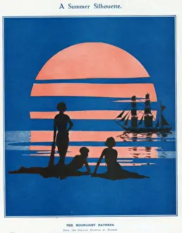Bather Prints: Moonlight Bathers by Pierrot