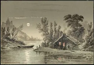 Hurry Prints: Moonlit Hut & River
