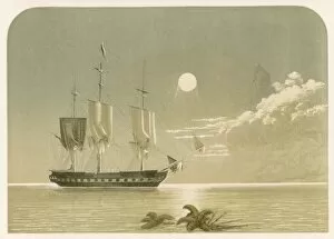Ships and Boats Gallery: Moonlit Ship in Calm