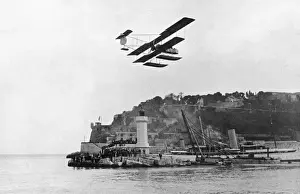 Soulnier Prints: Morane-Soulnier Biplane Seaplane Flying over Crowds at t?