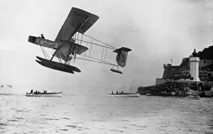 Soulnier Prints: Morane-Soulnier Biplane Seaplane Taking-Off the Harbour ?