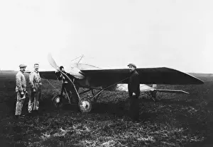 Morane-Soulnier Monoplane Parked with Engineers