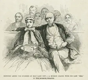 Theater Prints: Mormon leader Brigham Young with his latest wife