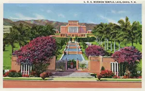 Churches Prints: Mormon Temple, Laie, Oahu, Hawaii, USA