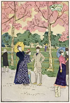 Images Dated 3rd December 2020: Morning in Hyde Park - friends meet and shake hands Date: 1895