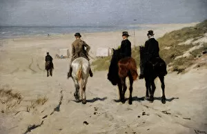 Hague Gallery: Morning Ride along the Beach, 1876, by Anton Mauve (1838-188