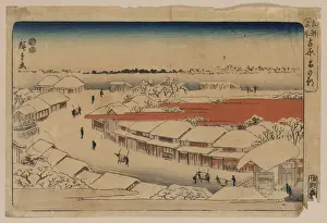 Yoshiwara Prints: Morning snow at Yoshiwara