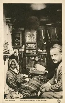 Mogador Prints: A Moroccan Jeweller in his small shop / workshop at Essaouira (Mogador), Morocco