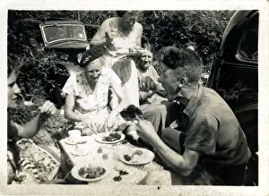 Eight Prints: Morris Eight Vintage Car on Picnic