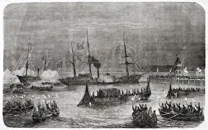Images Dated 22nd July 2021: The mortal remains of Frederik VII are brought to Copenhagen. Date: 1864