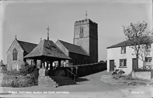 Mortehoe Prints: Mortehoe Church and Rock Cottages