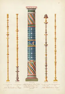 Mosaic column and murals from Pompeii