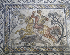 Mosaic of a panther from the Roman Villa of Las Tiendas, Mer Mosaic of a panther from the Roman Villa of Las Tiendas, Mer