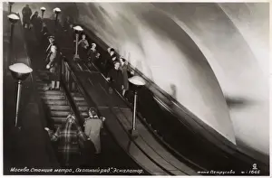 Moscow Underground - Escalator at a 1930s Station