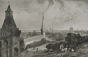 Urbanism Prints: Moscow. View of the city from the esplanade of the Kremlin