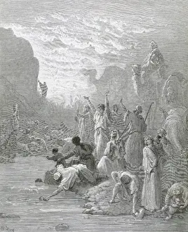 Burst Prints: Moses brings forth water from the rock. Book of Exodus