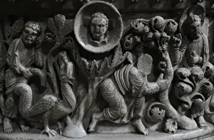 Moses and the Burning Bush. Baptismal font. 12th century. Ba