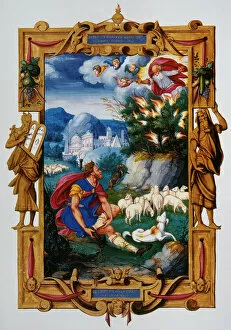 Judaism Collection: Moses and the Burning Bush. Miniature. 16th century. France