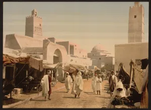 Kairwan Prints: A mosque in the principal street, Kairwan, Tunisia