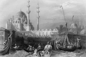Yeni Prints: Mosque of the Valide Sultan viewed fom the port, Istanbul