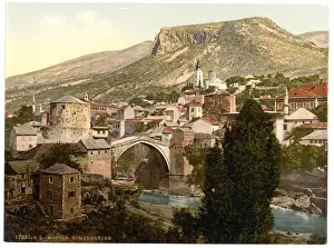 Herzegowina Prints: Mostar, Romer Bridge, Herzegowina, Austro-Hungary