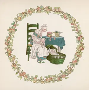 Mother & 2 Babies & Cot
