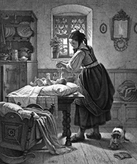 Cradle Prints: Mother Bathes her Child