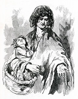 Beggars Gallery: Mother begging in streets of London 1851