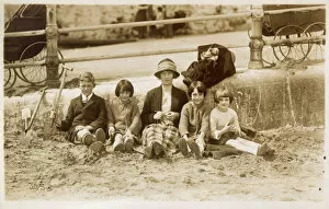 Tartan Collection: Mother and four children on the beach