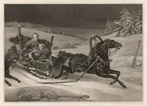 Wolves Prints: Mother and children frightened by wolves