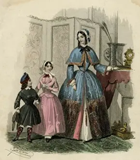Prevost Prints: Mother and two children in the latest French fashions
