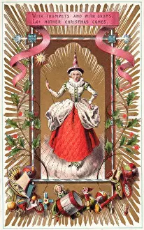 Trumpets Prints: Mother Christmas on a Christmas card