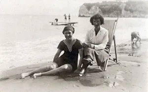 Candid Prints: Mother and daughter on the beach - Devon