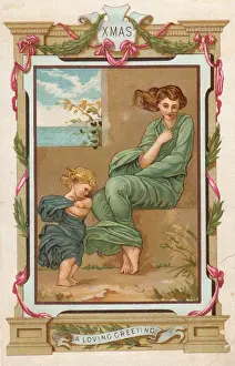 Aegean Prints: Mother and daughter on a Christmas card