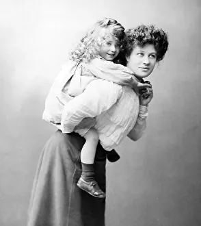 Piggyback Prints: Mother and daughter piggyback