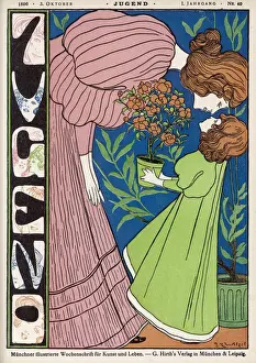 Brings Prints: Mother Girl Flowers 1896