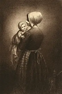 Mothers Prints: A mother holding a baby in her arms