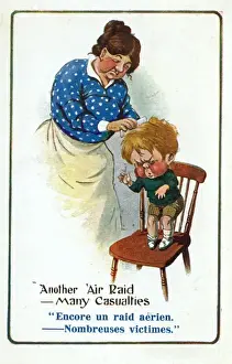 Searching Prints: Mother searching for nits in boys hair